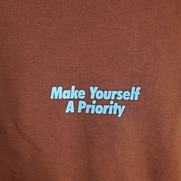 ZARA TRAFALUC Rust Orange Make Yourself a Priority Crewneck Sweater Sz M - Picture 5 of 6